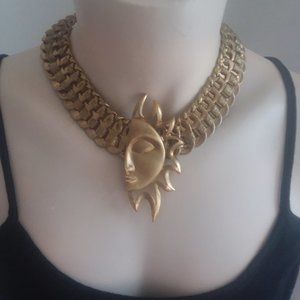 Sun gold statement handmade recycled necklace choker OOAK